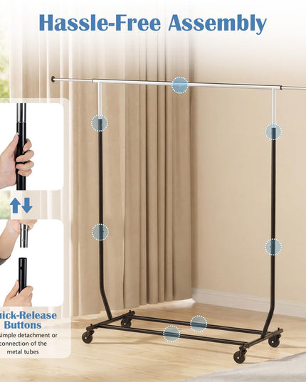 Giantex Heavy-Duty Rolling Clothing Rack for Hanging Clothes