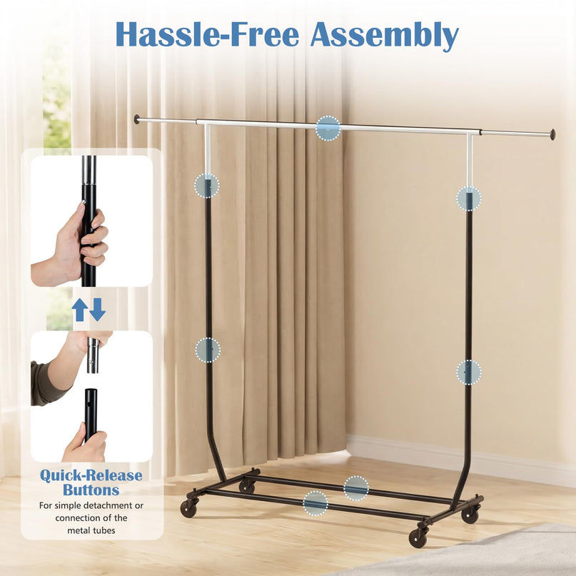 Giantex Heavy-Duty Rolling Clothing Rack for Hanging Clothes