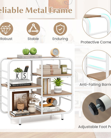 Giantex Book Shelf Storage Organizer with Metal Frame
