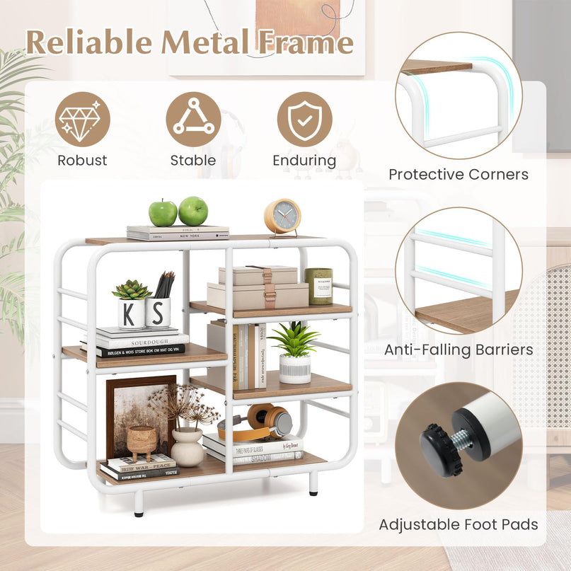 Giantex Book Shelf Storage Organizer with Metal Frame