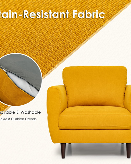 Giantex Sofa Chair, Upholstered Mid-Century Modern Accent Chair