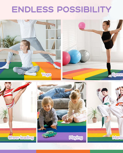 Giantex 6'x4'x2 Gymnastics Mat, Folding Anti-Tear Tumbling Mat