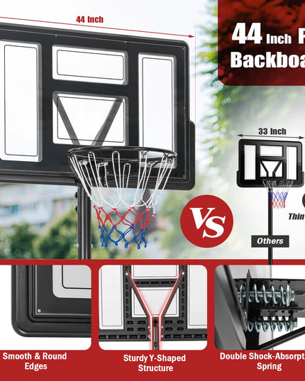 Giantex Basketball Hoop Outdoor 4.4-10 FT Adjustable, Portable Basketball Hoop Goal System w/ 44 Inch Shatterproof Backboard