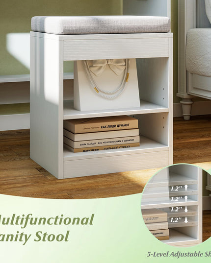 Vanity Desk with Mirror and Lights for Bedroom Small Space