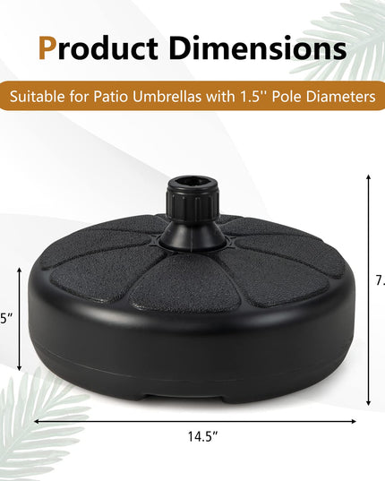Giantex Fillable Umbrella Base, Water and Sand Filled Umbrella Stand, Fits 1.5" Patio Umbrella Pole