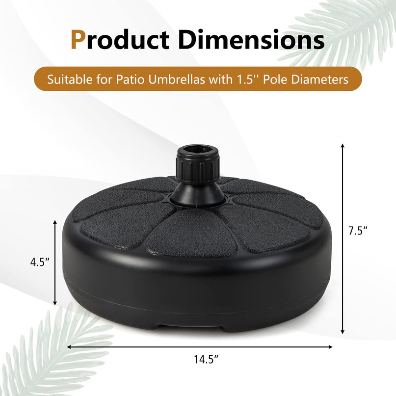 Giantex Fillable Umbrella Base, Water and Sand Filled Umbrella Stand, Fits 1.5" Patio Umbrella Pole
