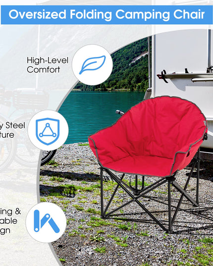 Giantex Portable Camping Chair, Lawn Chair, Outdoor Folding Chair with Cup Holder, Soft Seat