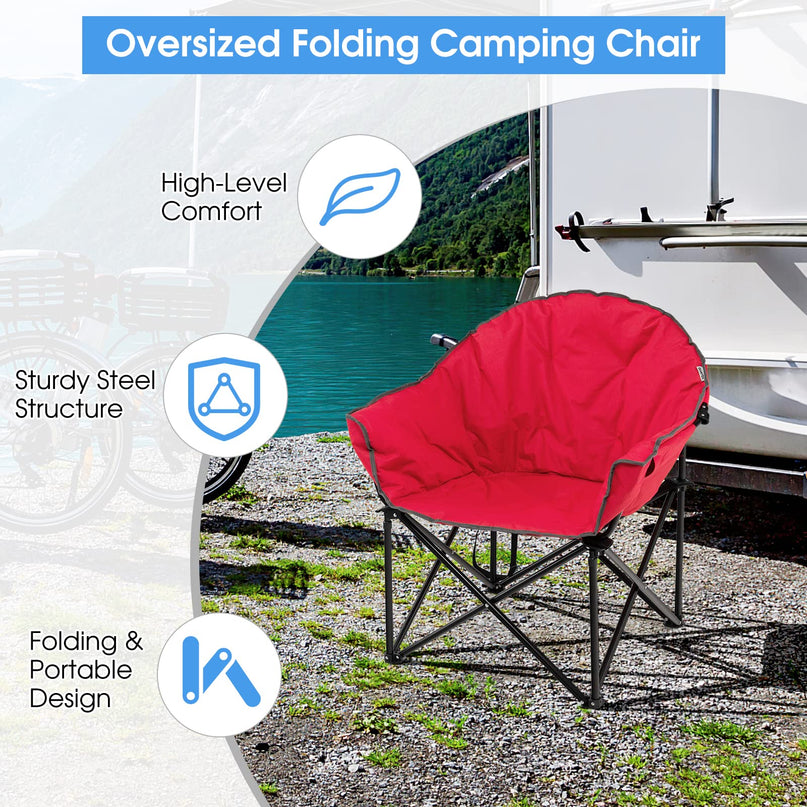 Giantex Portable Camping Chair, Lawn Chair, Outdoor Folding Chair with Cup Holder, Soft Seat