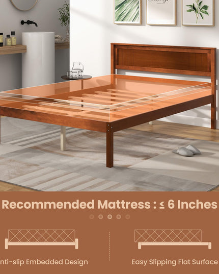 Giantex Wood Full Platform Bed with Headboard