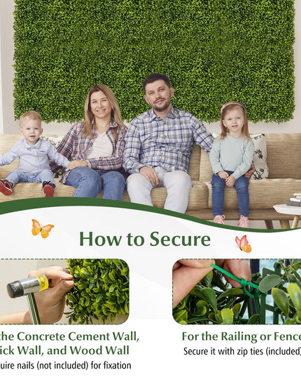 Giantex 20" x 20" Artificial Boxwood Panels 12PCS, 33.3 Sq.ft Garden Privacy Fence Screen (Boxwood)