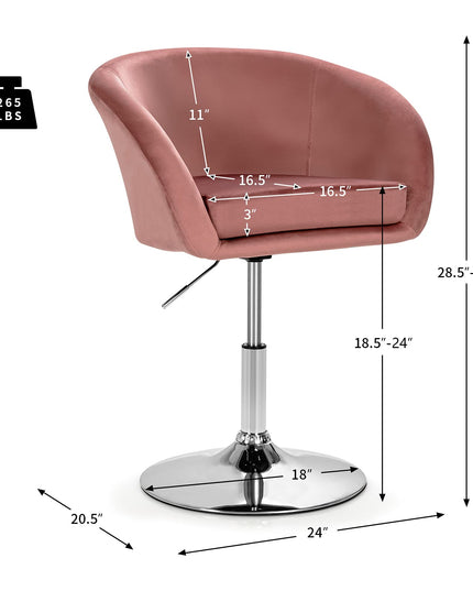 Height Adjustable Modern Velvet Makeup Chair with Chrome Frame