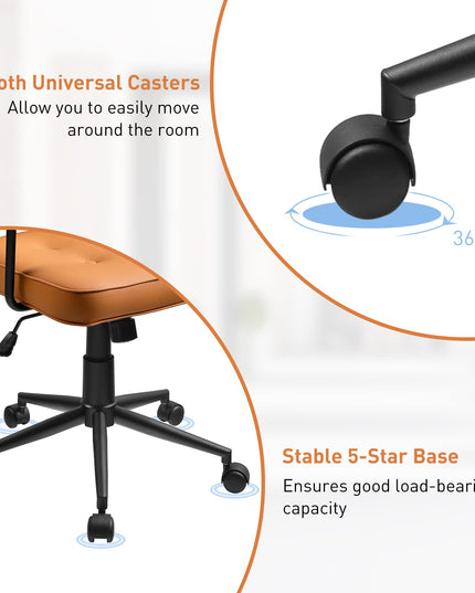 Giantex Home Office Chair, Height Adjustable PU Leather Desk Chair w/Rocking Backrest, Orange