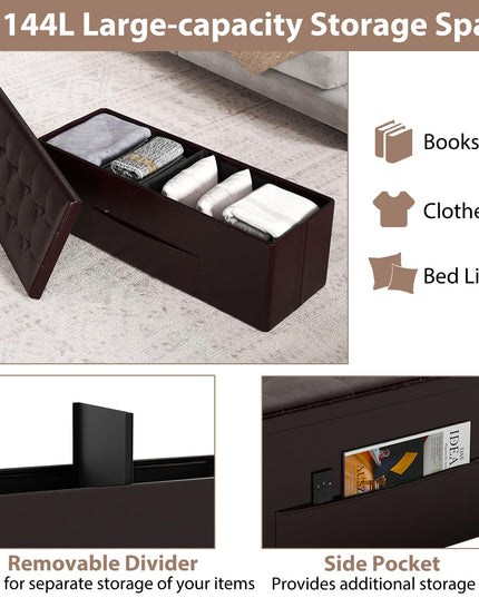 Giantex 43 Inches Folding Storage Ottoman Bench for Living Room