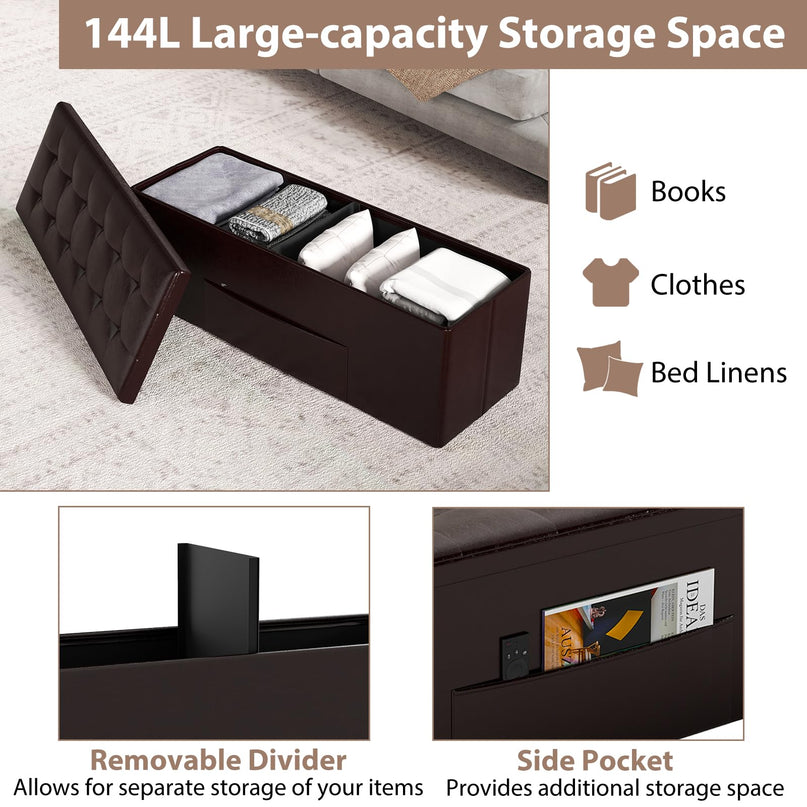 Giantex 43 Inches Folding Storage Ottoman Bench for Living Room