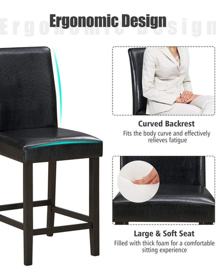 Giantex 25 inch Wooden Vintage Bar Chairs, Counter Stools w/ Upholstered Foam Cushion & Solid Rubber Wood Legs
