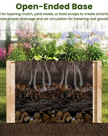 Giantex 40"x25"x26" Elevated Planter Box with Open-Ended Base for Deep-Rooted Plant