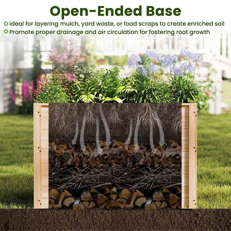 Giantex 40"x25"x26" Elevated Planter Box with Open-Ended Base for Deep-Rooted Plant