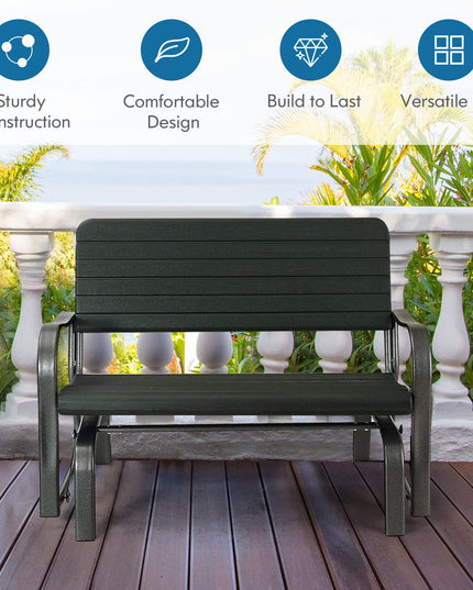 Swing Glider Chair Patio Steel Porch Chair Loveseat Bench for 2 Person