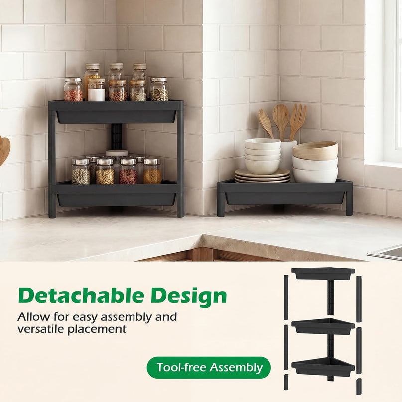 Giantex Étagère d'angle à 3 niveaux, lot de 2, porte-douche mural