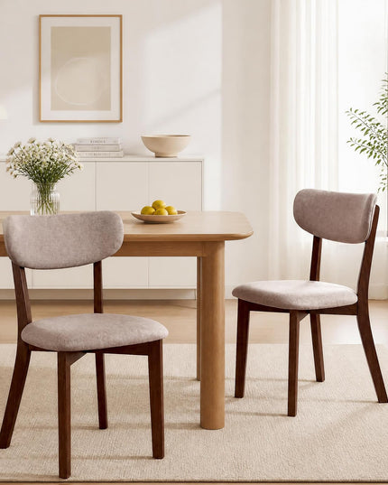 GIANTEX Wood Dining Chairs Set of 4 with Curved Padded Backrest