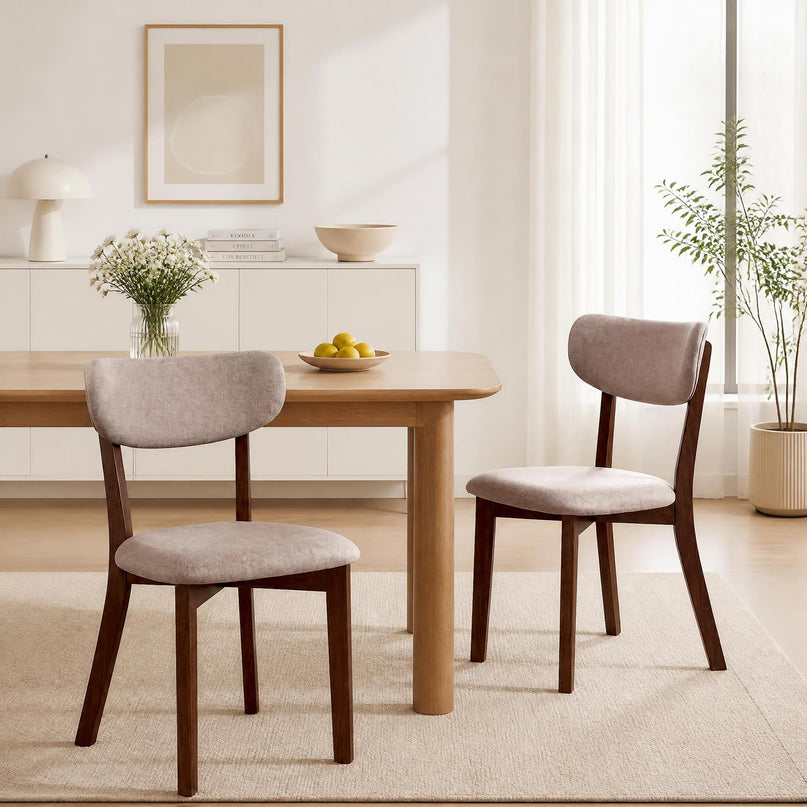 GIANTEX Wood Dining Chairs Set of 4 with Curved Padded Backrest