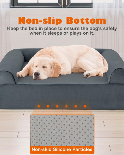 Giantex Cooling Gel Dog Bed for Large Dogs, 40" L Memory Foam Dog Sofa Bed with Washable Cover
