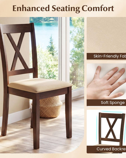 Giantex Dining Table Set for 4 | Square Kitchen Table Set w/ 4 Upholstered Chairs