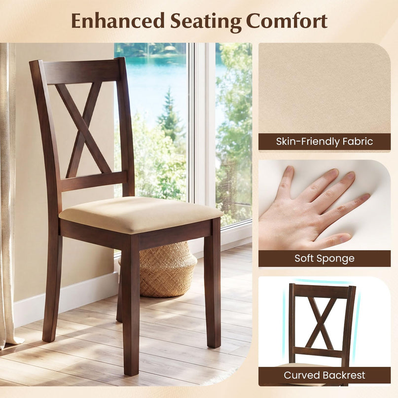 Giantex Dining Table Set for 4 | Square Kitchen Table Set w/ 4 Upholstered Chairs