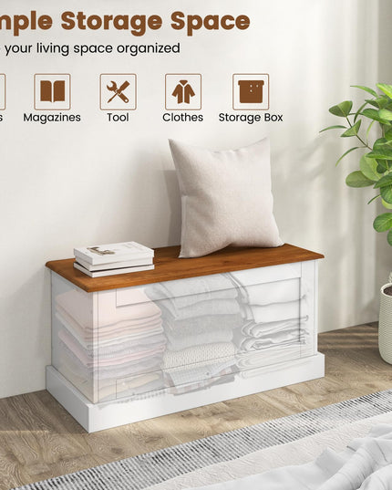Giantex Storage Bench, 35.5” Storage Trunk with Safety Metal Hinge