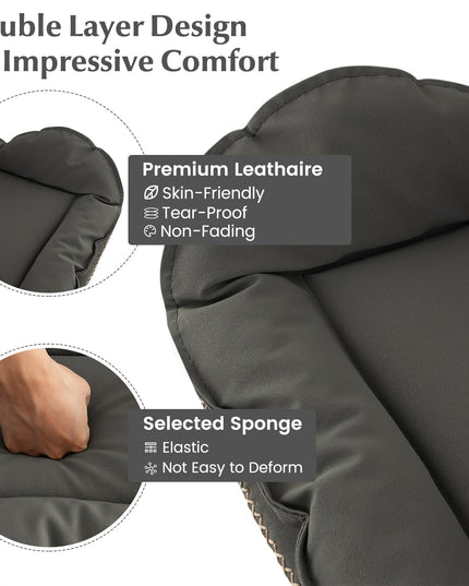 Giantex Adjustable Bar Stool Set of 2, PU Leather Bar Chairs with Padded Seat