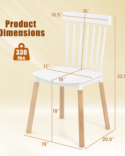 Giantex Set of 4 Windsor Dining Chairs White, Modern Kitchen Chairs w/Spindle Backs & Curved Seats