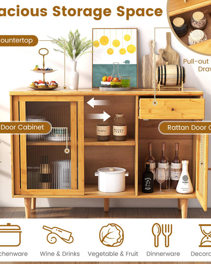 Giantex Sideboard, Bamboo Buffet Cabinet with Storage