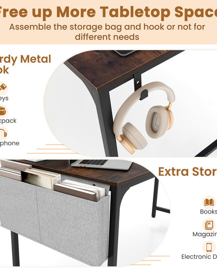 Giantex 30 FT Conference Table with Charging Station, 60" x 24" Rectangular Large Meeting Room Desk with Storage Bag & Hook