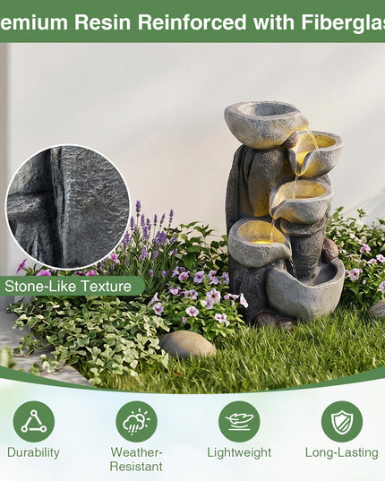 Giantex 5-Tier Outdoor Water Fountain with Lights