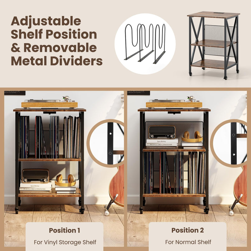 Giantex Record Player Stand with Charging Station