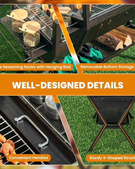 Giantex Charcoal Grill with Transparent Glass Wind Guard