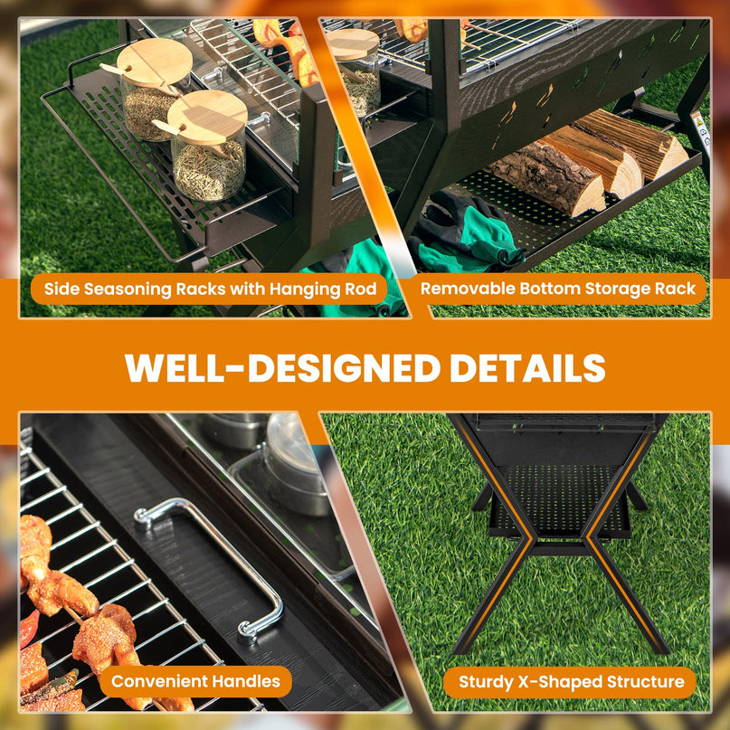 Giantex Charcoal Grill with Transparent Glass Wind Guard