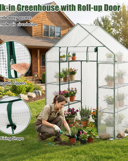 Giantex Portable Plant Garden House Indoor Outdoor Mini Growing House for Herb Flower Succulent