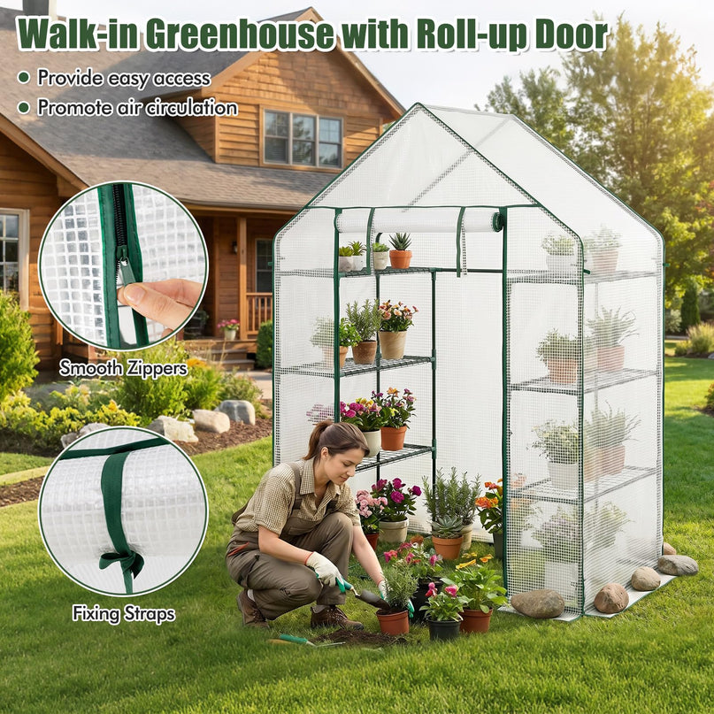 Giantex Portable Plant Garden House Indoor Outdoor Mini Growing House for Herb Flower Succulent