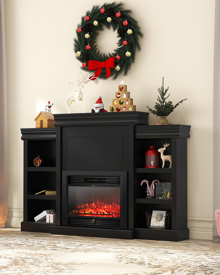 Giantex Electric Fireplace TV Stand - 1500W Electric Fireplace Inserts with 3 Flame Colors