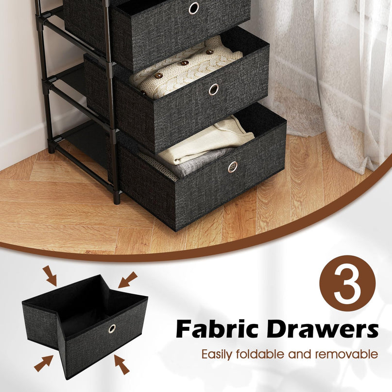 Giantex 3-Drawer Storage Cabinet Slim Storage Organizer