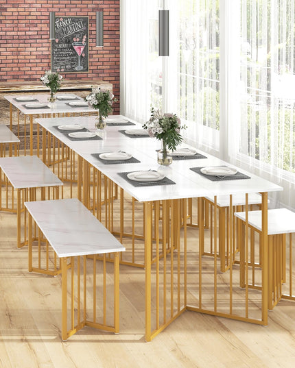 Giantex 4-Piece Dining Table Set for 4, Kitchen Table Chairs Set with Bench & 2 Stools