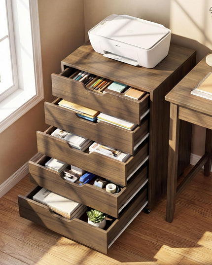 Giantex 5-Drawer Vertical File Cabinet Mobile Office Storage Cabinet