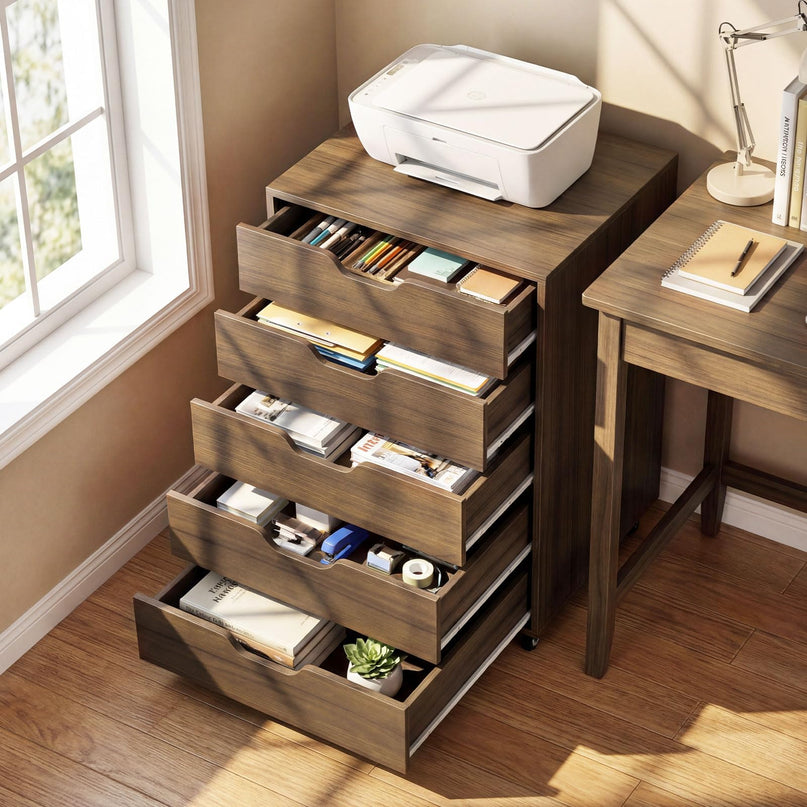 Giantex 5-Drawer Vertical File Cabinet Mobile Office Storage Cabinet