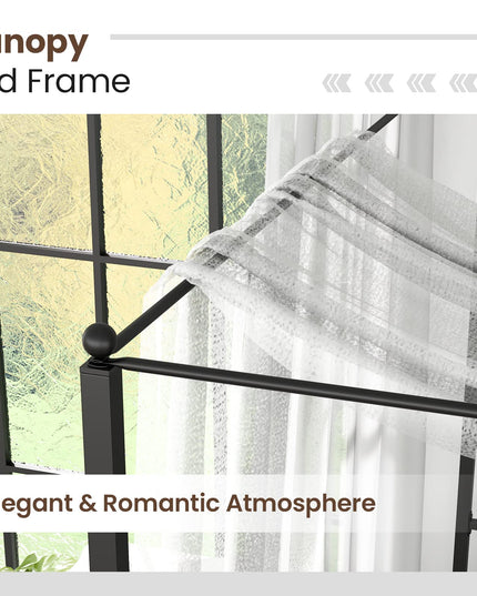 Giantex Full Size Metal Canopy Bed Frame, Modern Platform Bed Frame with 4 Poster & Headboard