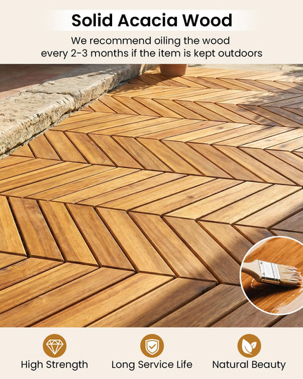 Giantex 30 PCS Acacia Wood Deck Tiles with Drainage Base