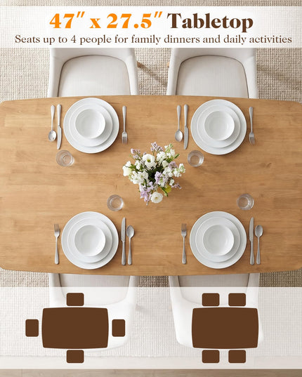 GIANTEX 47" Solid Wood Rectangular Dining Table w/Round Edges