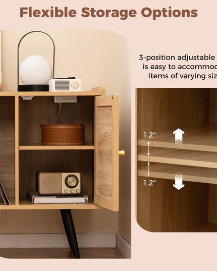 Meuble pour tourne-disque Giantex avec station de recharge | Étagère de présentation pour disques vinyles pour salon