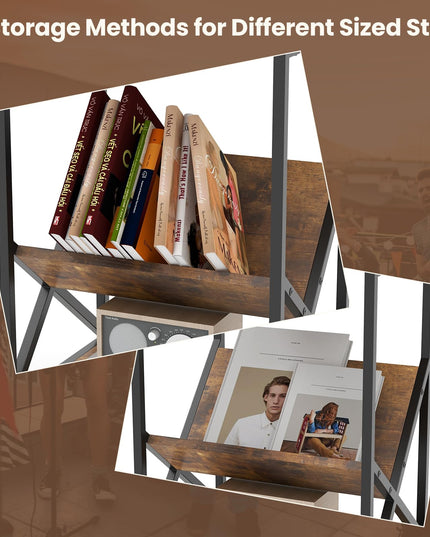 Meuble support platine vinyle Giantex, table d'appoint à 3 niveaux avec porte-revues en V, support de platine avec rangement pour jusqu'à 80 vinyles