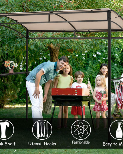 Giantex 7x4.4ft Grill Gazebo, Patio Outdoor Backyard BBQ Canopy Shelter